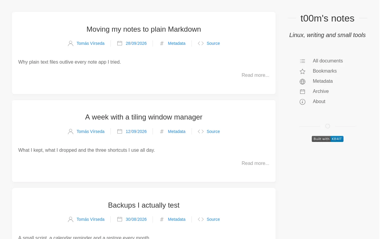 The blog home page