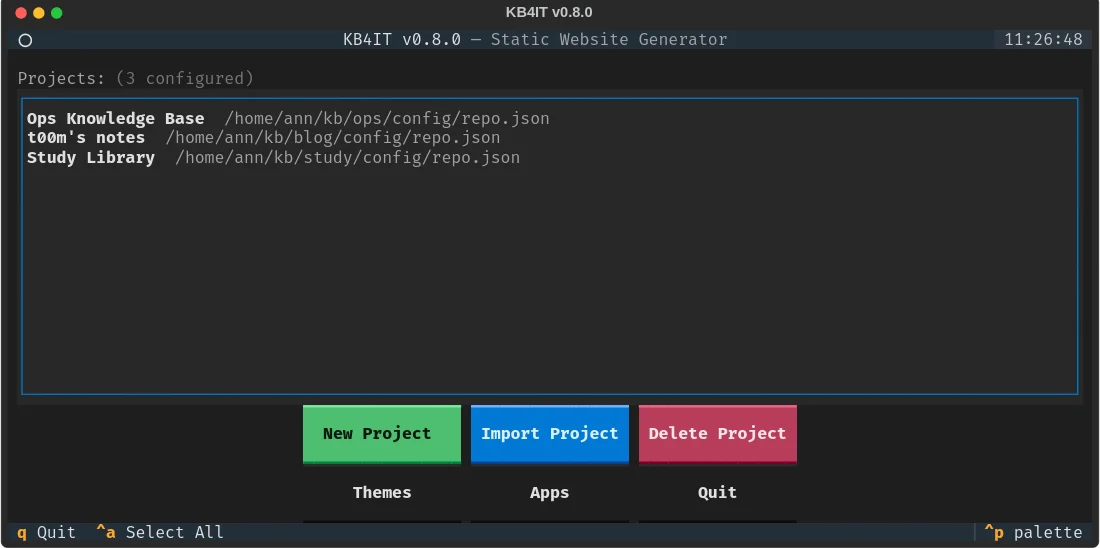 The project list